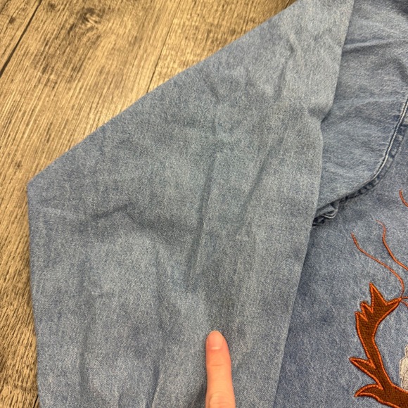 Vintage 90s Tantrums Halloween Pumpkin Spooky Denim Button Shirt - Picture 8 of 8